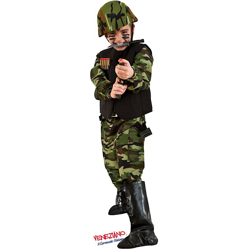 Costume da militare soldato bambino mimetico vestito divisa mimetica  carnevale