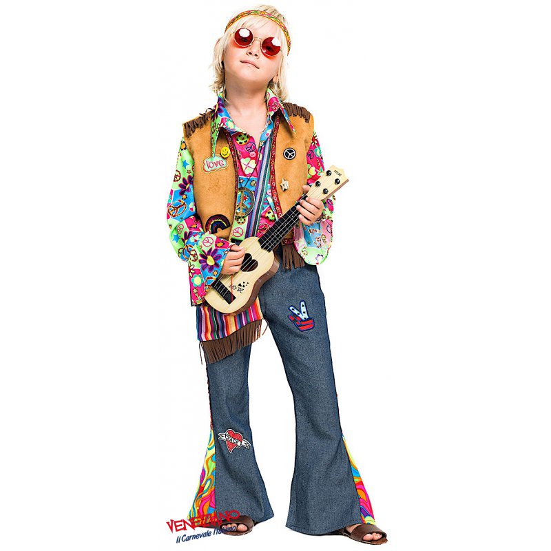 Kit Hippie marrone per bambino: gilet e fascia