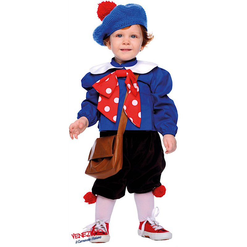 Costume vestito di carnevale Pierino per bambino da 4 a 6 anni