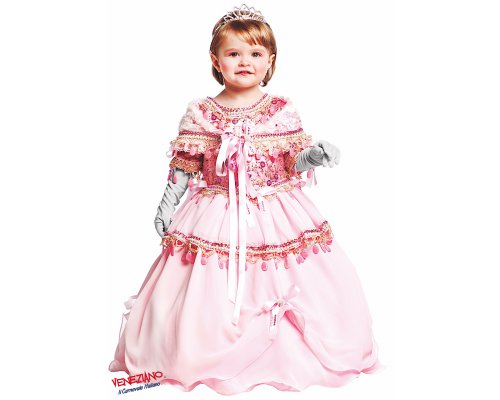 Costume Principessa Prestige Per Bambina – Taglia Media (M) – Abito Con Corpetto Floreale, Maniche A Sbuffo, Gonna In Raso E Fascia Per Capelli