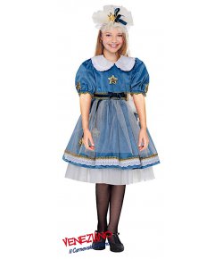 Costume Regina Del Ghiaccio Per Bambina, Set 3 Pezzi Con Abito, Mantello Con Cappuccio E Manicotti, Blu, Taglia 122-128/130, 100% Poliestere - 3